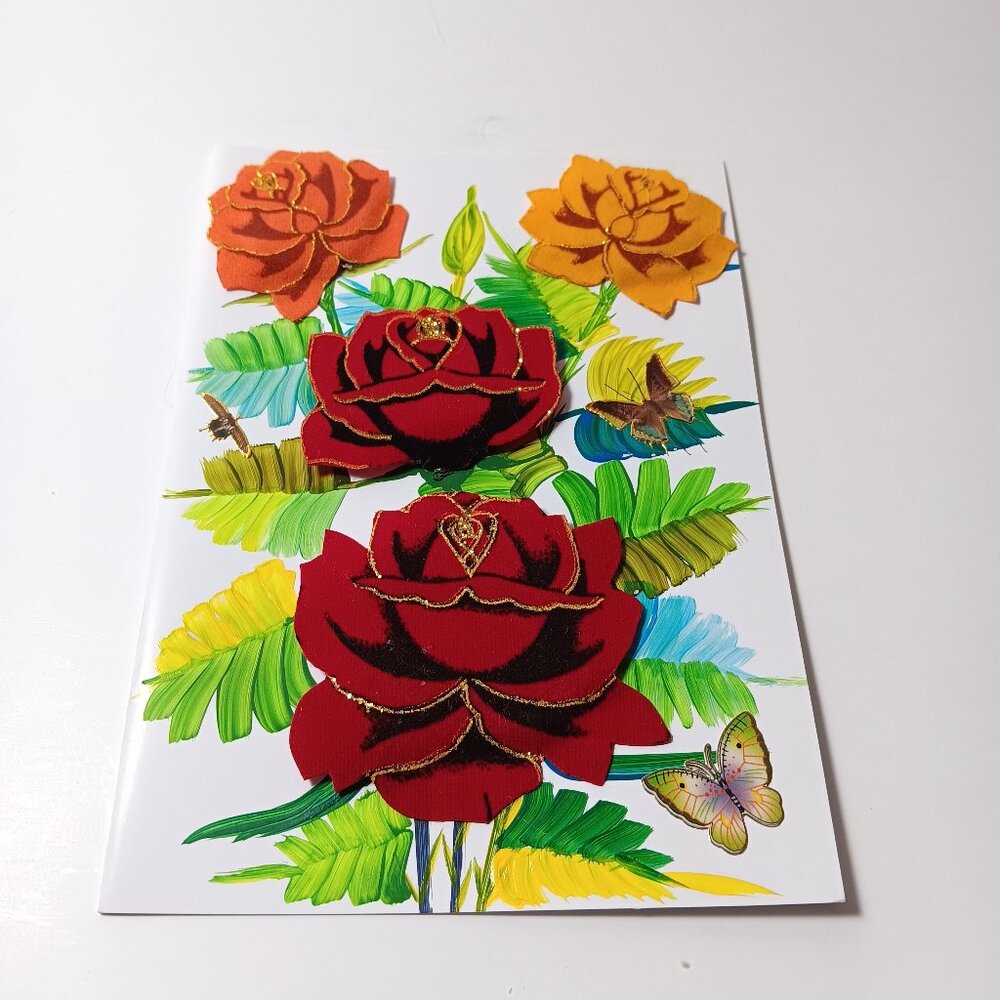 handmade greeting 3d card, envelope  and plastic protector